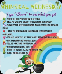 whimsical wednesday type " charm " to see what you get - you 're in luck pick someone else to pay