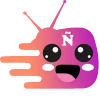 a cartoon drawing of a television with the letter n on it