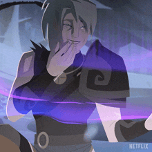 a cartoon character from netflix with a purple glow around him