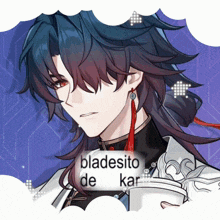 a picture of a boy with a speech bubble that says bladesito de kara