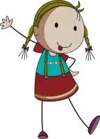 a cartoon drawing of a little girl sticking her tongue out