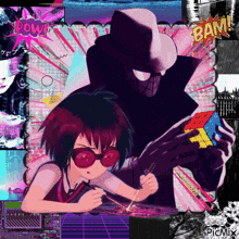 a comic book cover with a girl and a man and the words pow and bam
