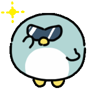 a cartoon of a penguin wearing sunglasses and a star behind it .