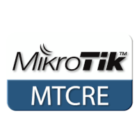 a training logo for mikrotik mtcre is shown on a white background