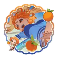 a cartoon drawing of a girl with orange hair