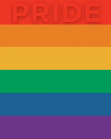 a rainbow flag with the word pride in blue