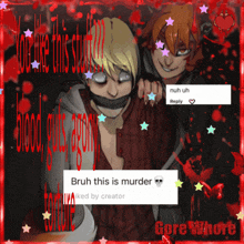 a picture of two cartoon characters with the words bruh this is murder behind them
