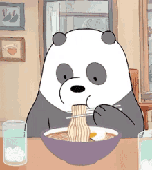 We Bare Bears Eating GIF - We Bare Bears Eating Noodles GIFs