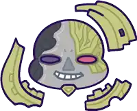 a cartoon drawing of a skull with a smile on it 's face