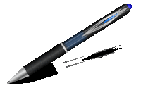 a black and blue ballpoint pen with the number 000000 on it