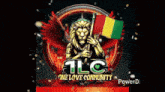 a picture of a lion holding a flag with the letters jfc on it