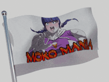 a waving flag with a picture of a girl and the words koko mana