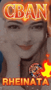 a picture of a woman with the name rheinata on the bottom
