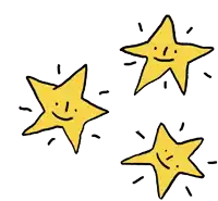 three yellow stars with smiley faces on them are sitting next to each other on a white background .