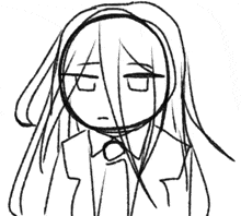 a black and white drawing of a girl 's face with a piercing in her lip .