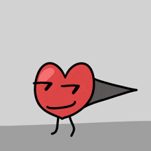 a cartoon drawing of a red heart with a face and arms