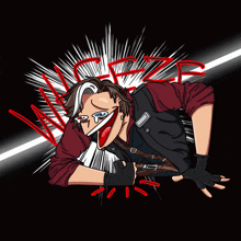 a cartoon drawing of a man with the word freeze in red