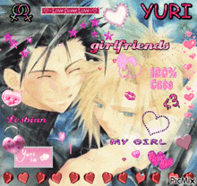 a picture of a man and a woman with yuri girlfriends written on the top