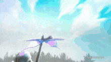 a yoshihiro ike painting of a kite flying in the sky