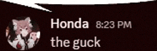 a speech bubble with a picture of a girl and the words honda 8:23 pm the guck