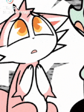 a cartoon of a pink and white cat with a crown on its head