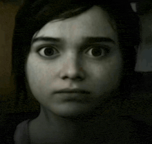 a black and white photo of a woman 's face with a serious look on her face