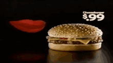 dairy queen cheeseburger dq lips eating burger