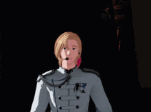 a cartoon of a man with a microphone on his mouth
