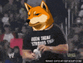 a dog wearing a shirt that says been there stroyed tha