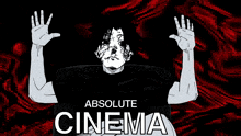 a poster for absolute cinema shows a man sitting in a chair