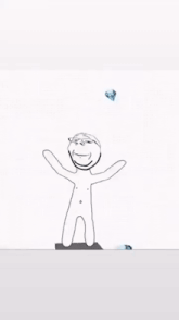 a drawing of a person holding a large blue diamond on their head