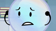 a cartoon bubble with a sad face and a microphone on its head .