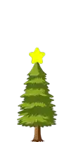 a cartoon christmas tree with a yellow star on top of it
