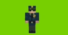 a pixel art of a police officer walking on a green screen
