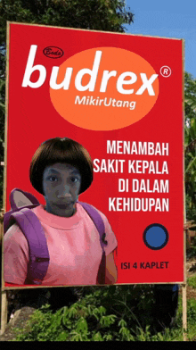 a billboard for budrex with a picture of dora