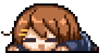 a pixel art of a girl laying down with her eyes closed .