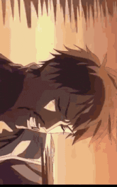 a close up of a person 's face with a sword in his hand