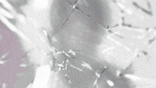 a person is looking through a broken glass wall .