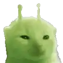 a green cat with antennas on its head on a white background .