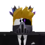 a cartoon character in a suit and tie is wearing a purple mask and a crown .