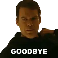 a man 's face is shown with the words " goodbye " below it