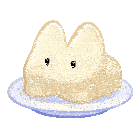 a cartoon drawing of a bunny shaped item on a plate