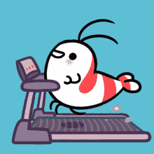 treadmill running exercise working out shy shrimp