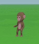a 3d monkey is dancing in a field .