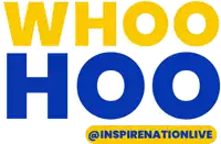 a blue and yellow logo that says whoo hoo on it