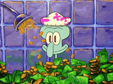 Money Rain Squidward GIF