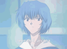 a picture of a girl with blue hair and the words revealed arcana on the bottom