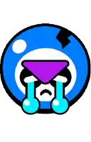 a cartoon character is crying with tears coming out of its eyes and a purple triangle in its mouth .