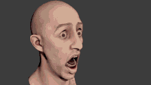a 3d rendering of a man with his mouth open