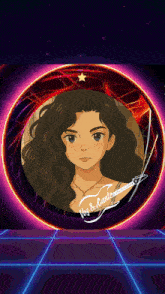 a cartoon drawing of a girl with the words " voz & canto " on the bottom